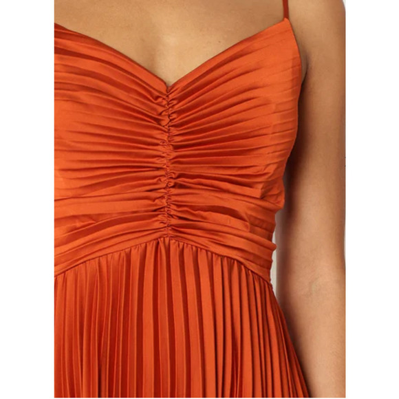 Petal & Pup NAIRA Pleated Maxi Dress Sunset Orange Size 2 - Picture 8 of 9